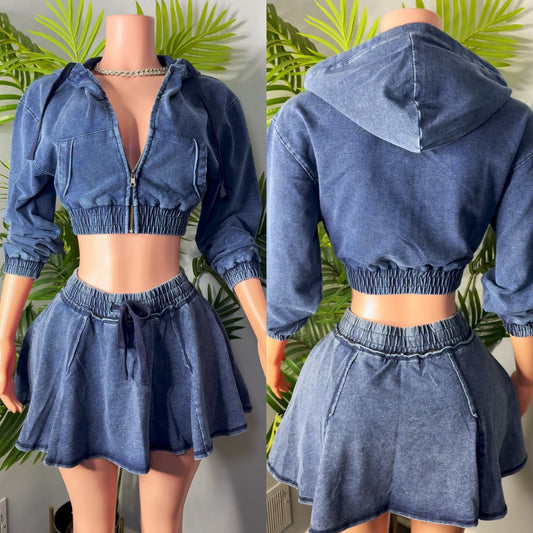 Kira Denim Skort Set