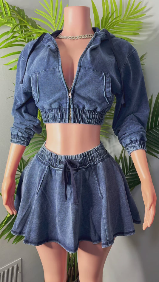 Kira Denim Skort Set